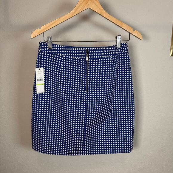 Women's Laundry by Shelli Segal Blue White Polka Dot Mini Skirt Size 4 NEW - Picture 9 of 10